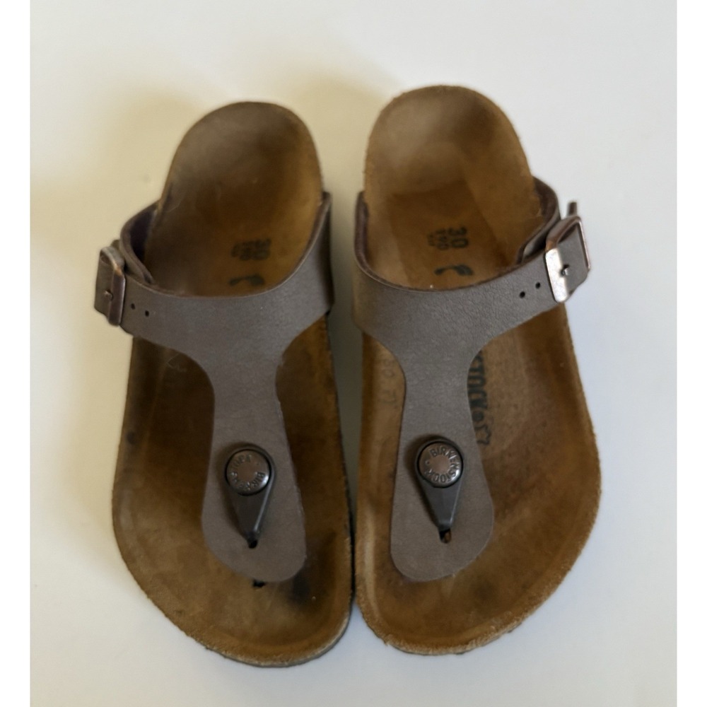 Birkenstock Gizeh Mocha Brown Birkibuc Kids 30 US 12.5 T-Strap Sandals